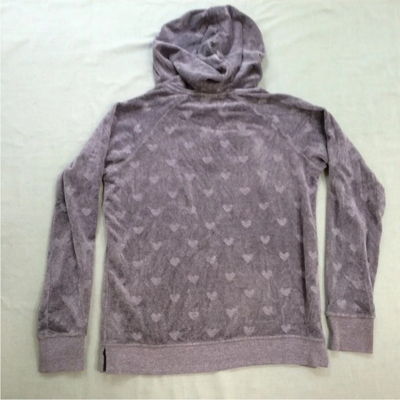 Jenni by Jennifer Moore Womens Heart Printed Velour Hoodie Gray Size Small - Picture 5 of 9